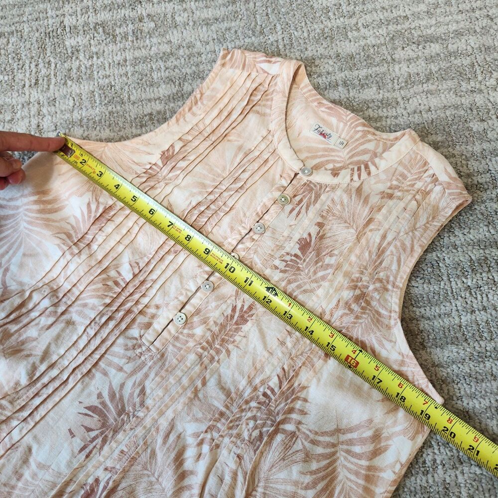 Faherty women's linen blend palm peach sleeveless midi dress size S - Picture 3 of 10
